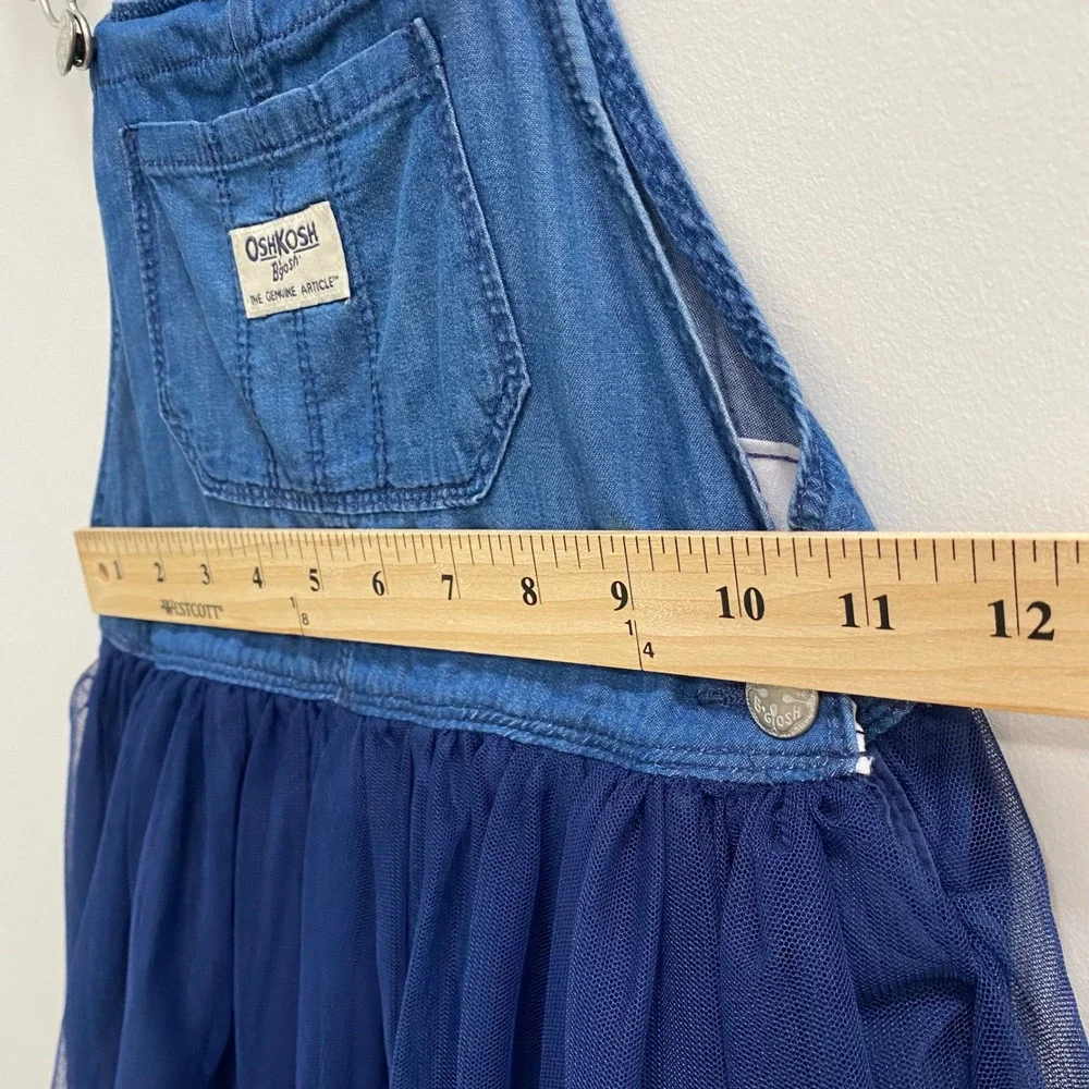 OshKosh Overall Dress Girls 5T Blue Denim Tulle Skirt Bib Style 6R073710